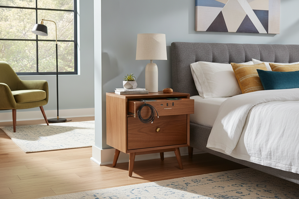 Mid Century Modern Nightstand With Charging Station: Style, Storage, and Cord Control Guide