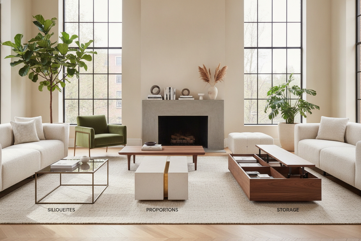 Modern Coffee Table Buying Guide: Silhouettes, Proportions, Materials, and Storage