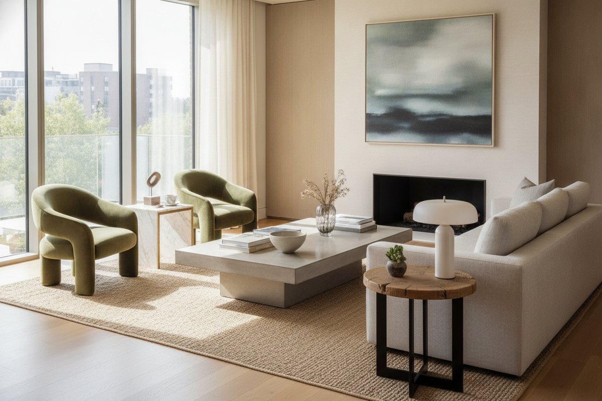 Modern Coffee and Side Tables: Sizing Ratios, Material Pairings, and Layout Harmony