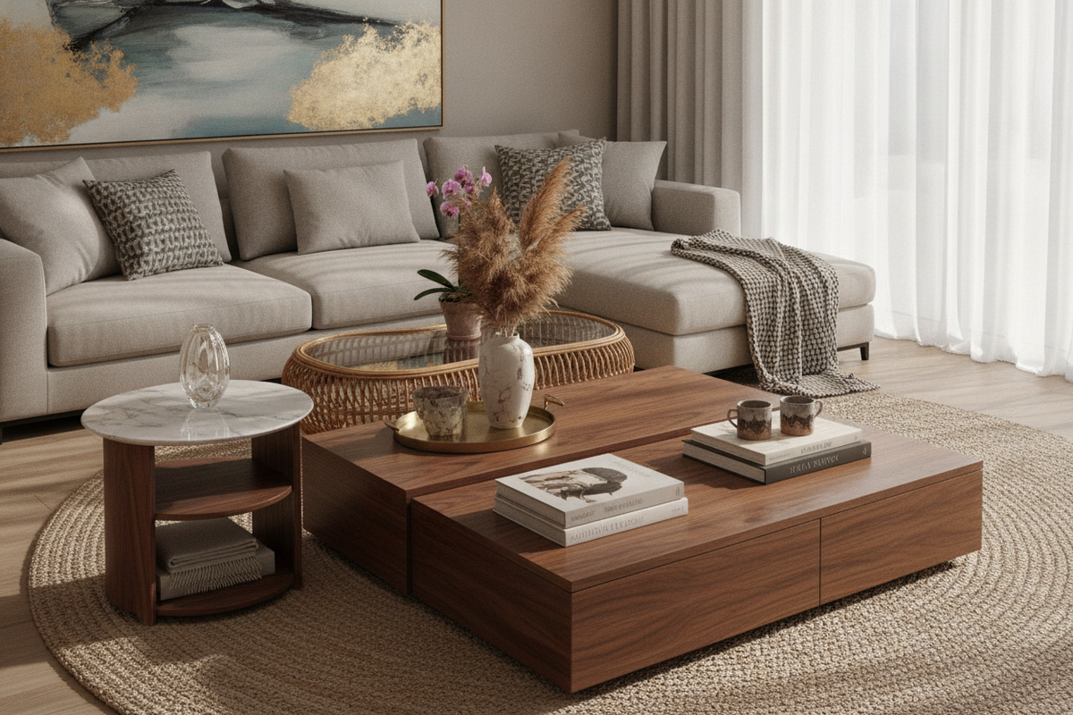 High-End Coffee Tables: A Designer Guide to Materials, Scale, and Storage