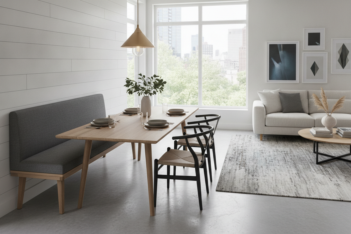 Narrow Dining Table with Bench Guide: Layouts, Clearances, and Space-Saving Seating