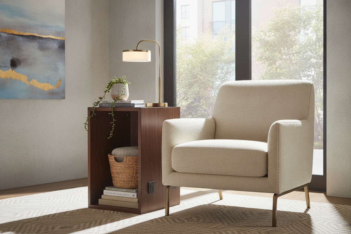 Narrow Chairside Table Guide: Proportions, Storage Features, and Small-Space Layouts