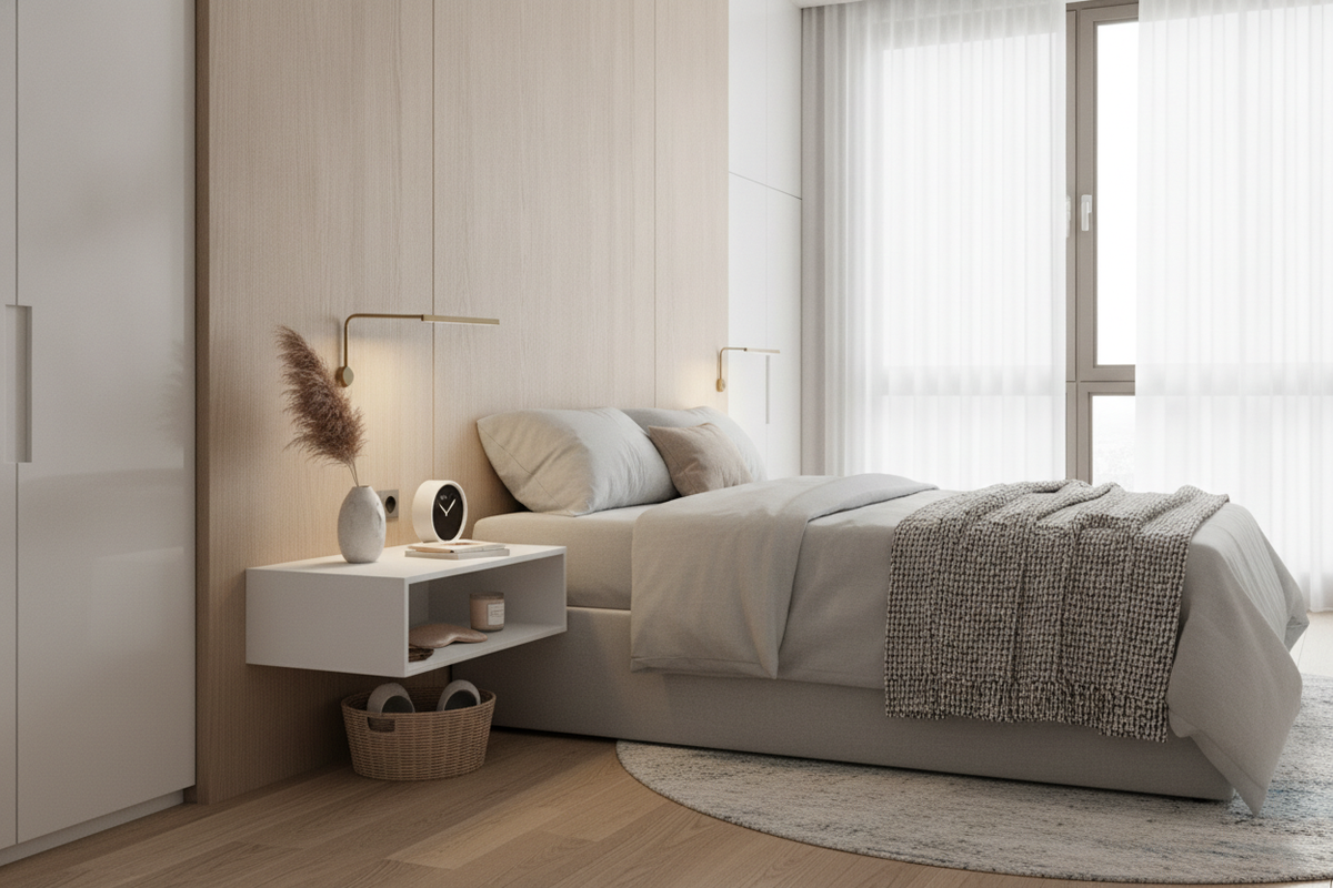 Narrow Bedside Table White Guide: Clearance Planning, Storage Balance, and Small-Bedroom Styling