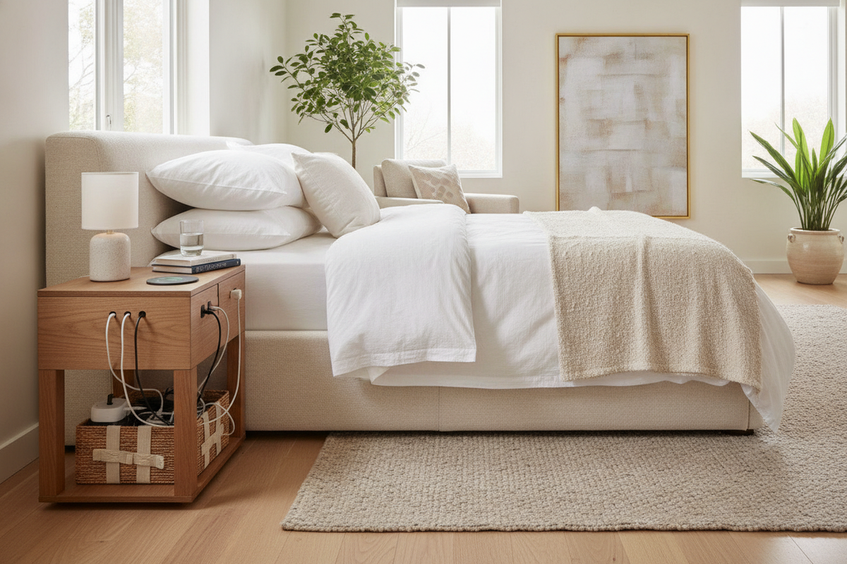 Bedside Table Charging Station Guide: Power Hub Layouts, Cord Management, and Storage Fit