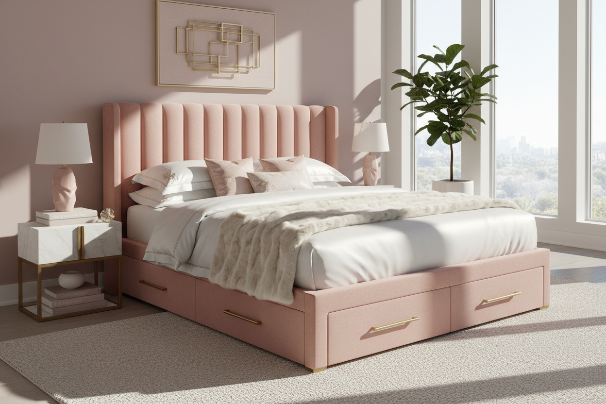 How to Style a Pink Bed with Storage for a Luxury Look