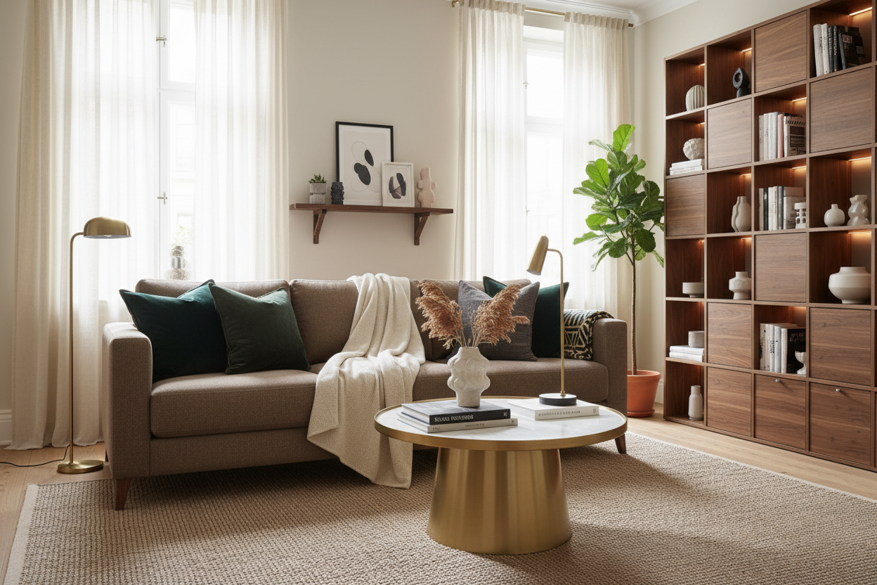 How to Style a Brown IKEA Sofa Bed for a High-End Look
