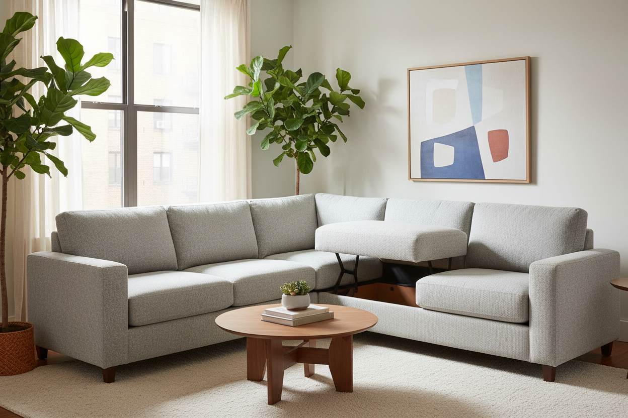 Maximize Small Spaces: The Sectional with Pop-Up Ottoman Guide