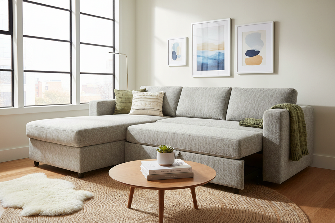 How to Style a Small Sectional Couch with Bed in Tiny Rooms