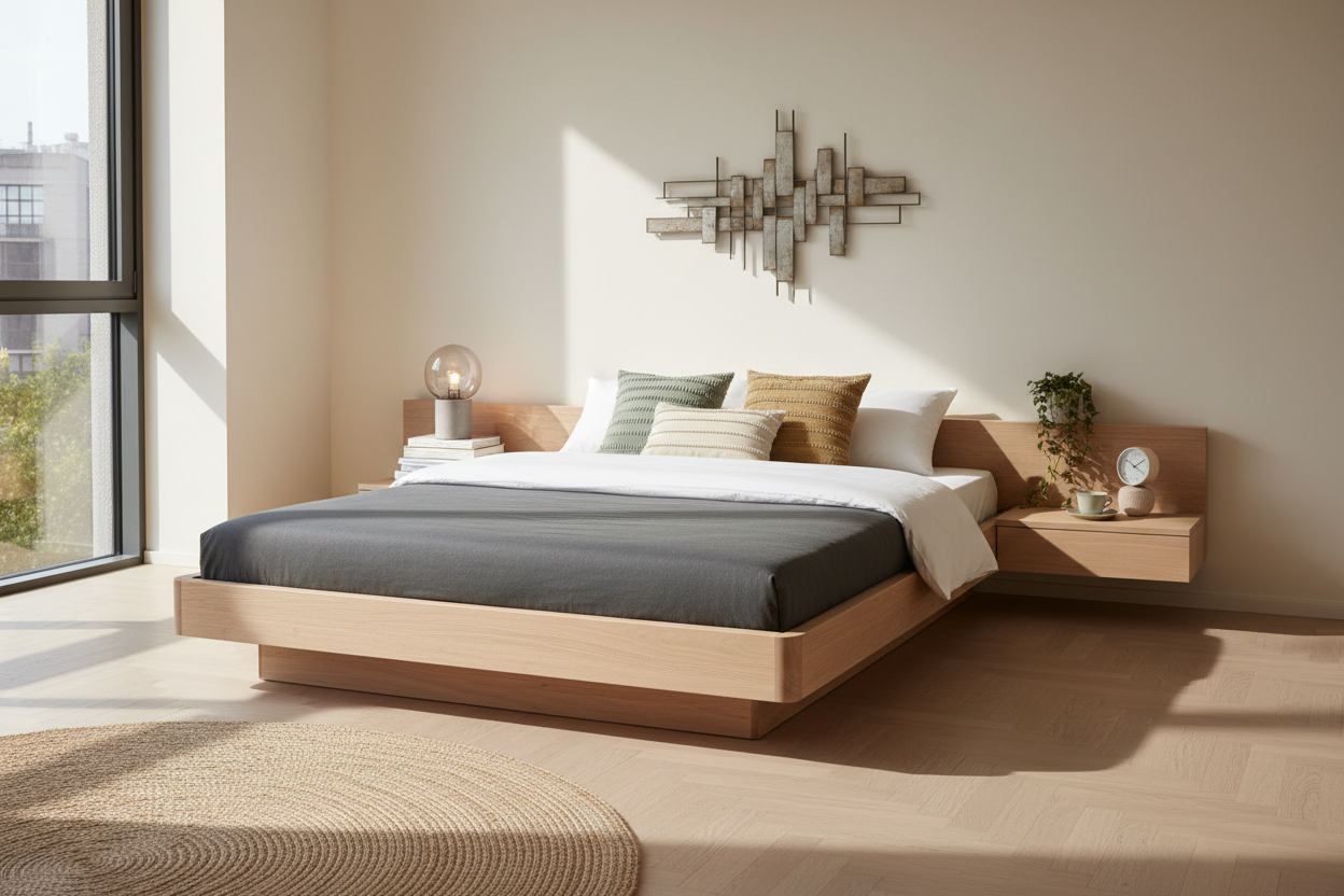 Styling the IKEA Platform Bed with Attached Nightstands for Luxury