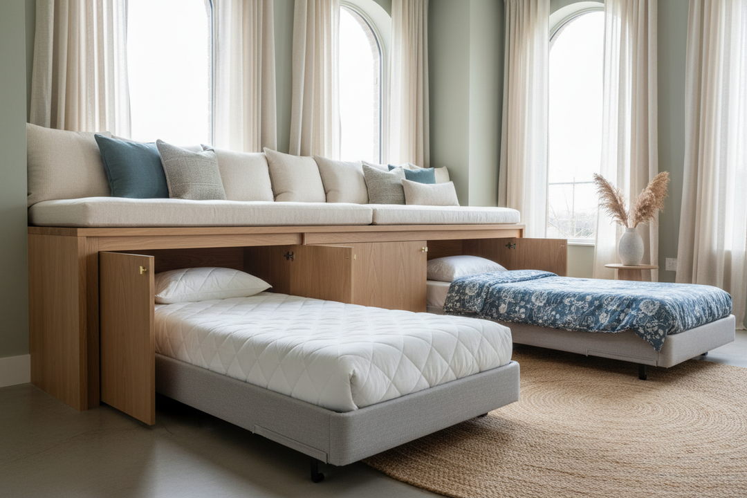 The Secret to Hiding a Roll Out Twin Bed in Plain Sight