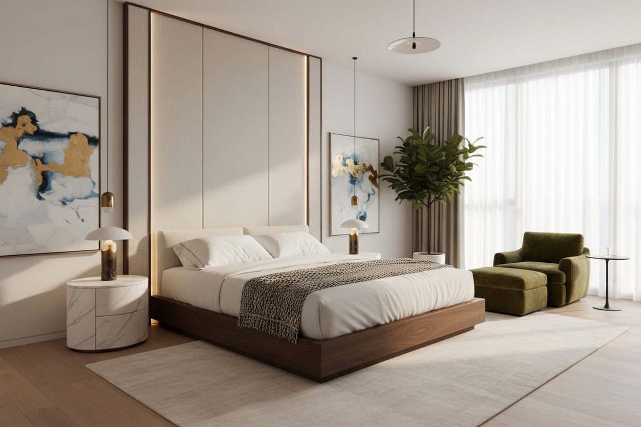 Designing a Luxury Suite with a Queen Headboard Platform Bed