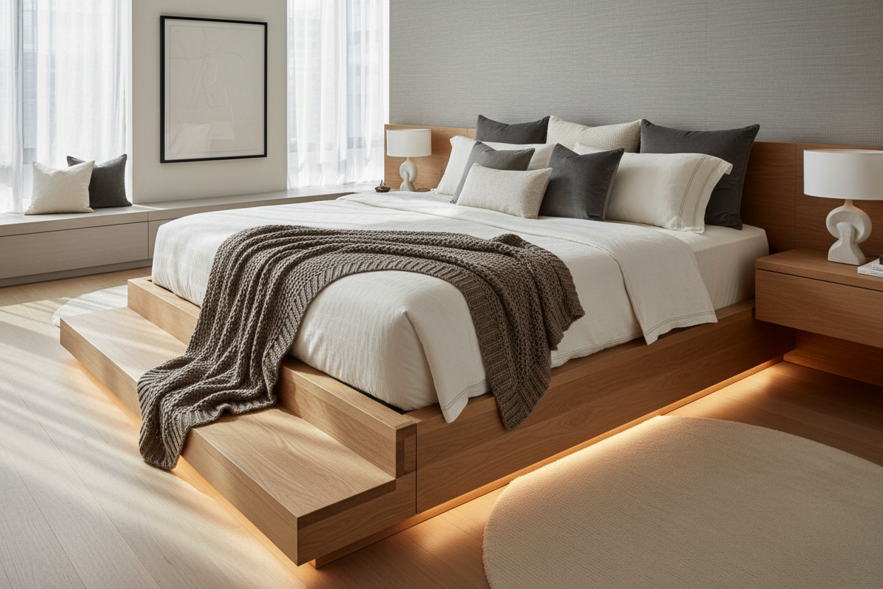 How to Style a Bed Frame With Step for a Luxury Look