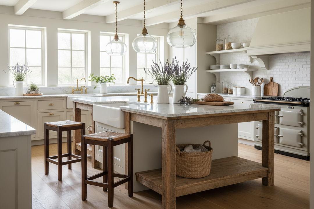 The Secret to Styling a Timeless Country Kitchen Island