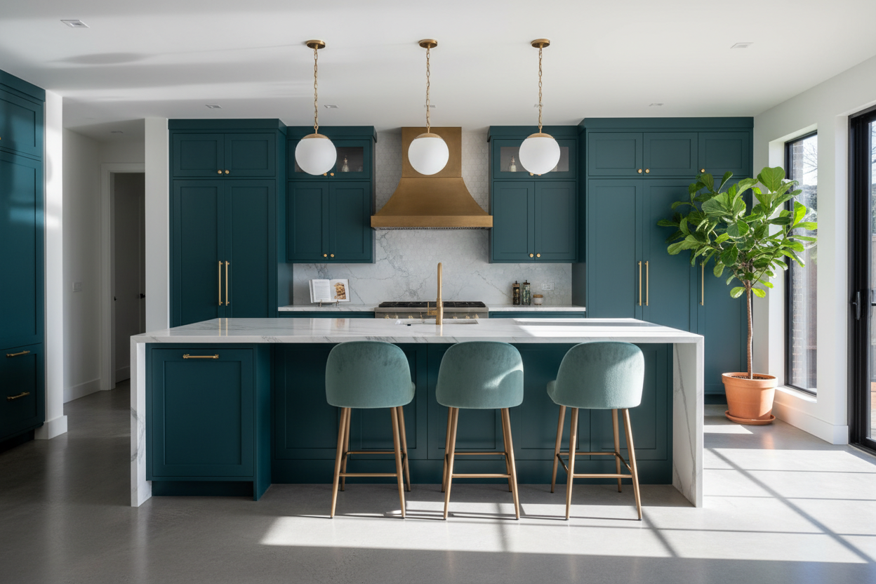The Teal Kitchen Island: Designing for Drama and Depth