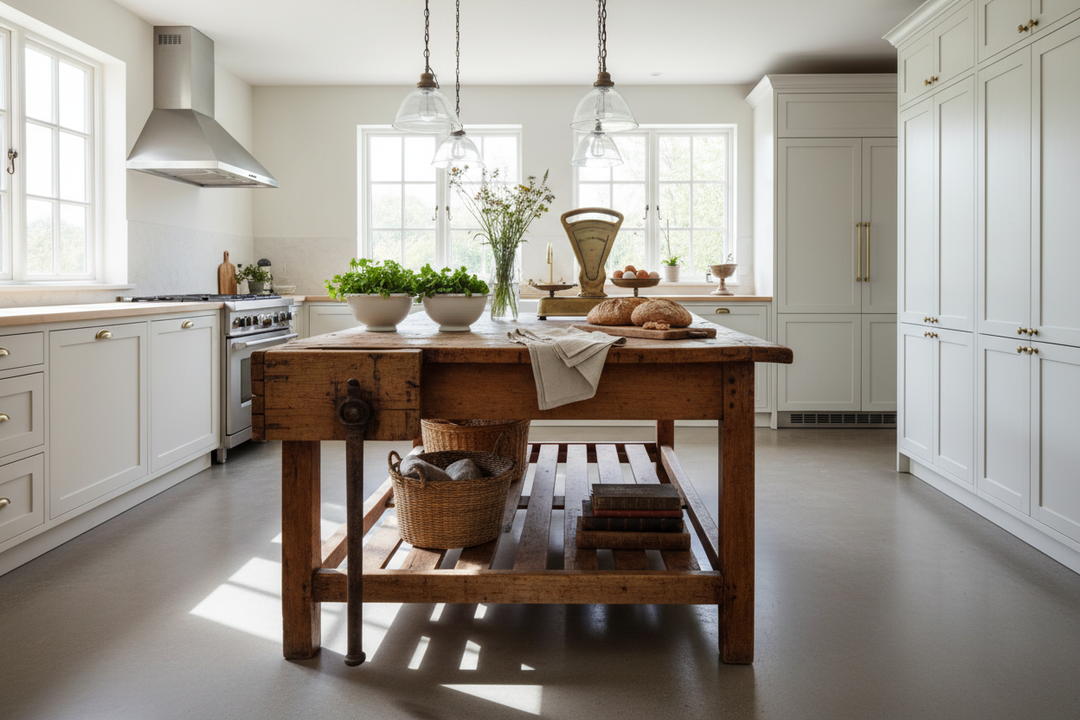 Styling an Antique Kitchen Work Table for Timeless Character