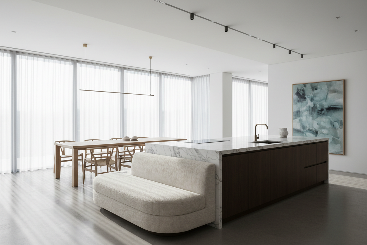 Designing a Kitchen Island Couch Layout for Luxury Flow