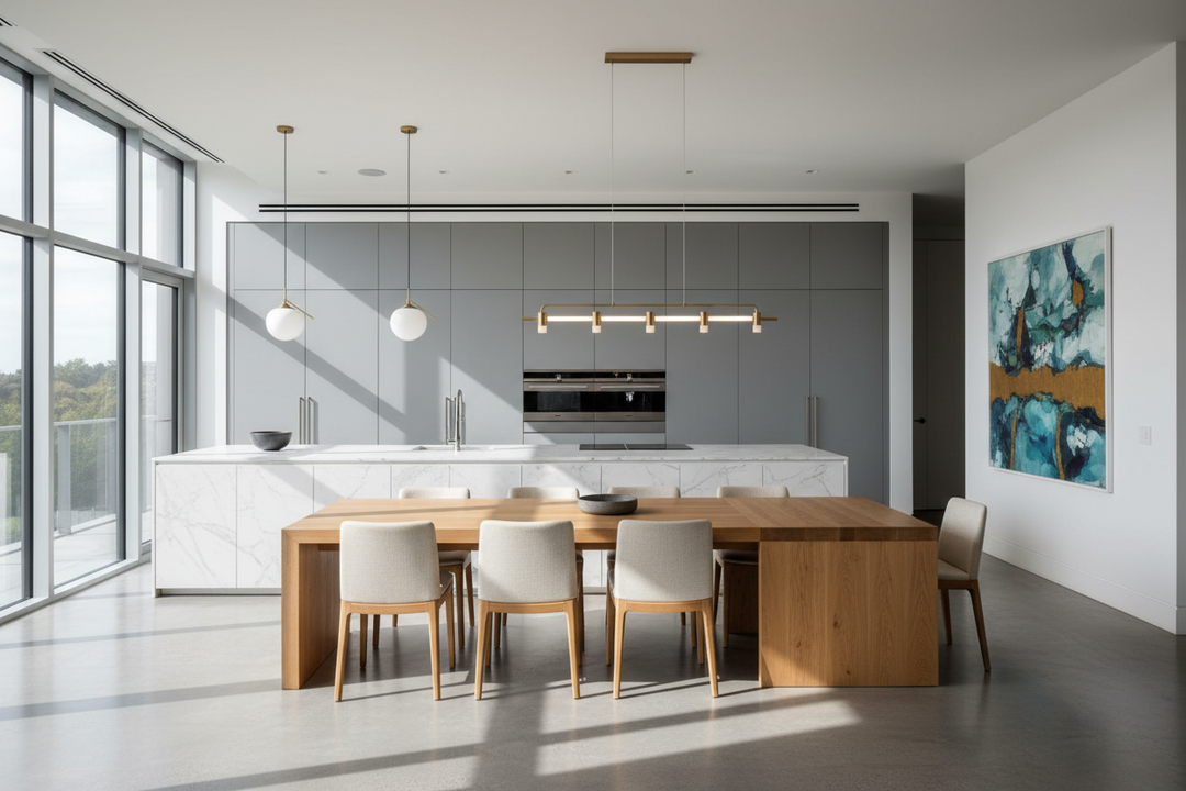 Mastering the T-Shape: Dining Table Perpendicular to Kitchen Island