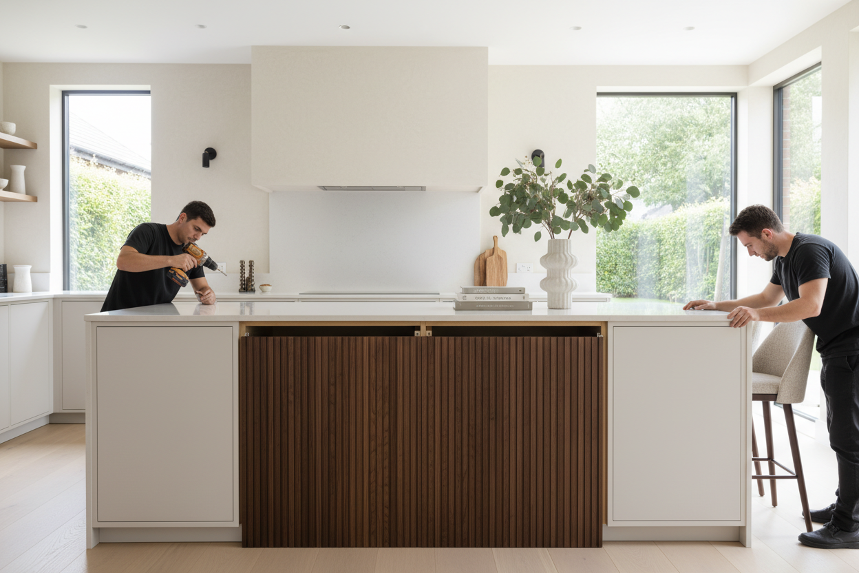 Styling Back of Island Cabinets for a High-End Finish