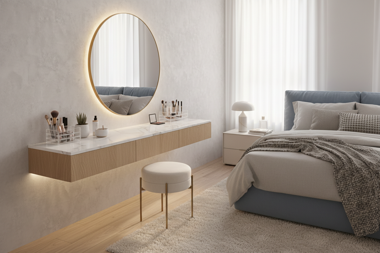 Why Floating Makeup Vanities Are The Ultimate Small Space Luxury