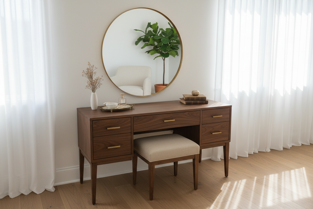 How to Style a Brown Makeup Vanity for a Timeless Look