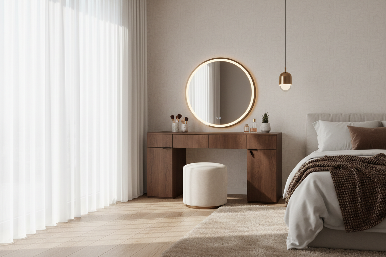 Elevate Your Bedroom: How to Style a Brown Makeup Vanity