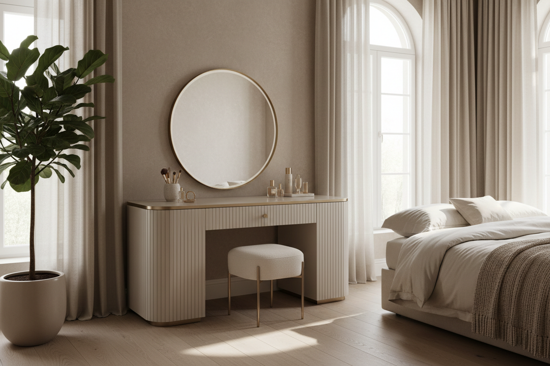 Why a Beige Makeup Vanity Is the Quiet Luxury Staple You Need