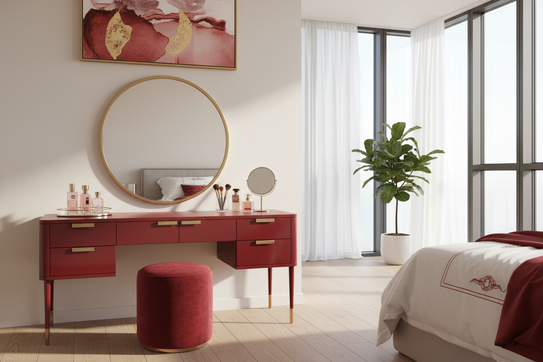 Styling a Red Makeup Vanity for a High-End Look