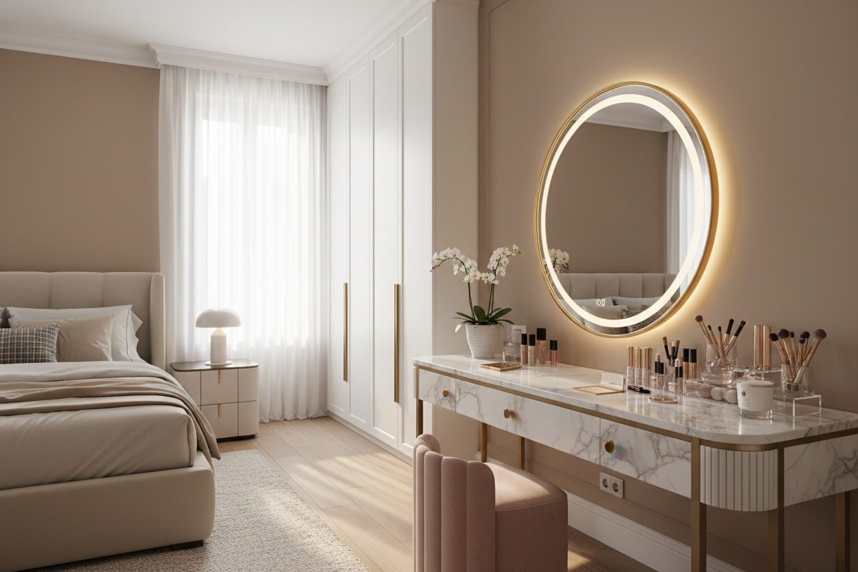 Designing a Luxury Makeup Vanity in Bedroom Interiors