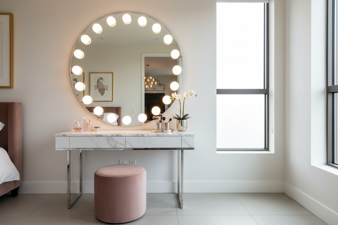 Styling a Lighted Makeup Mirror with Bulbs for Luxury Impact