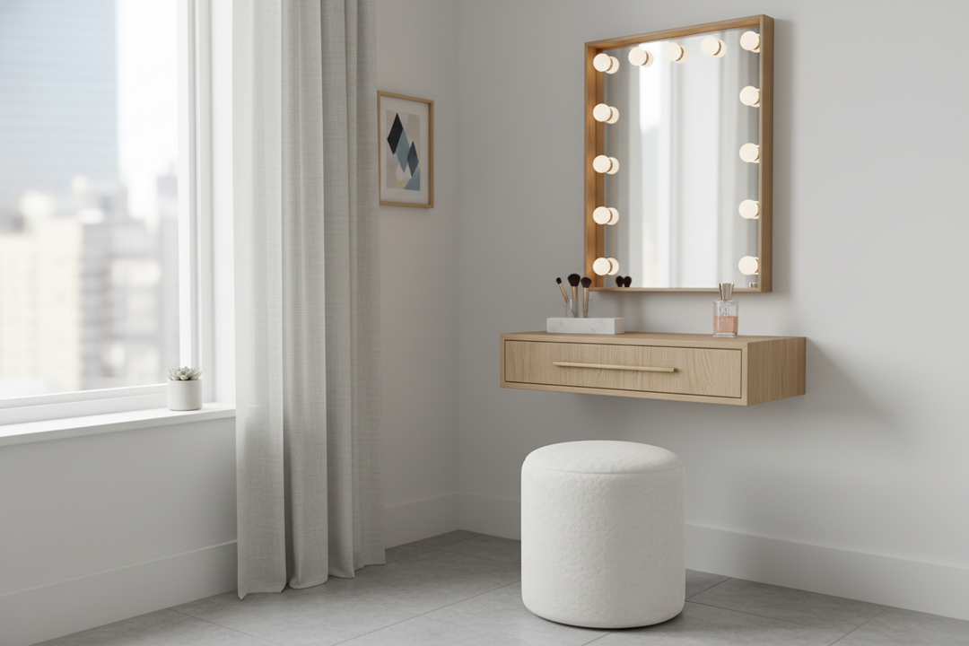 How to Fit a Small Vanity with Lights into Tight Spaces