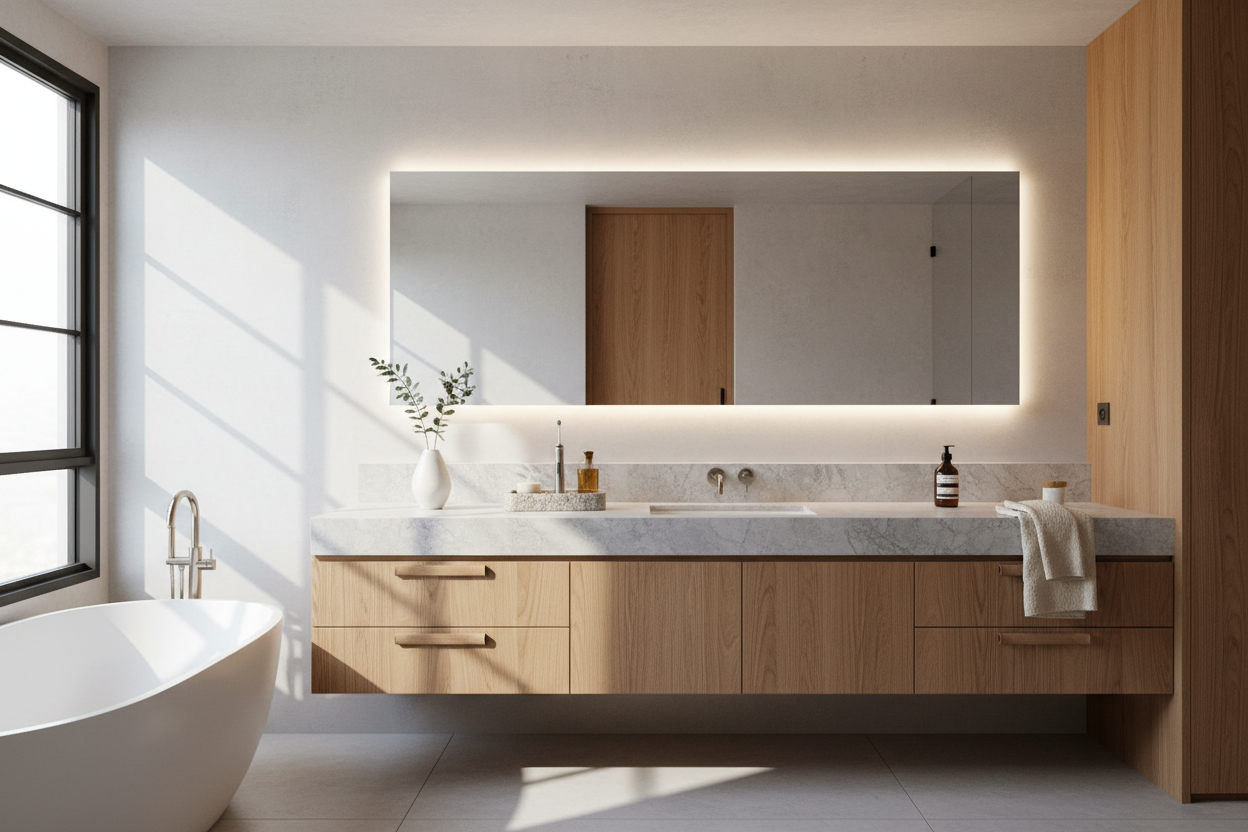 The Design Secret: Styling a Built In Vanity Mirror