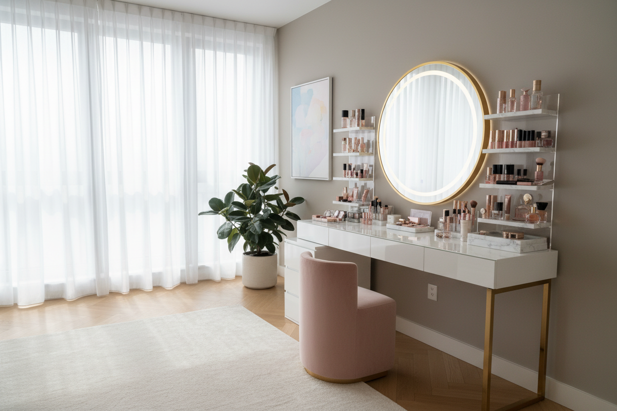 Makeup Vanity Shelves: The Secret to a High-End Beauty Space