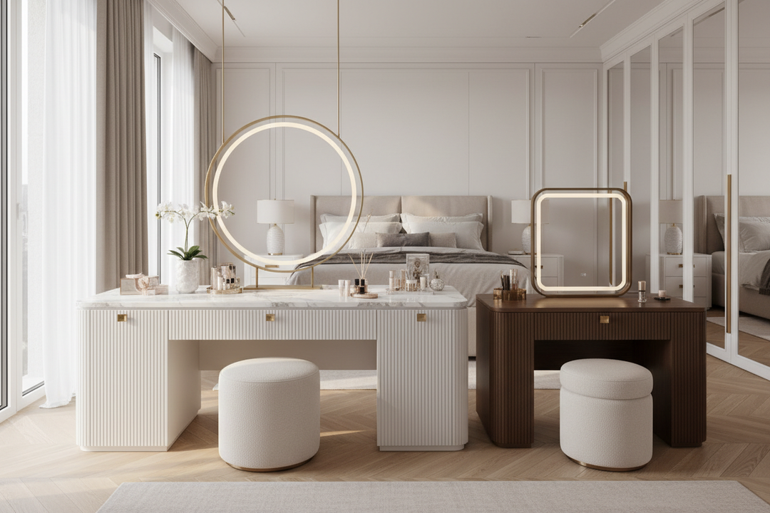 Wide Vanity Set with Stool and Mirror: What Designers Think
