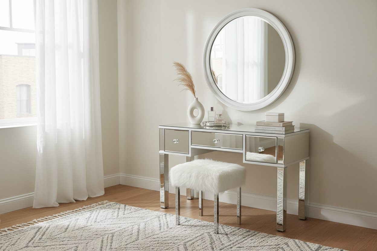 White and Mirrored Dressing Table: How to Style Without the Smudges