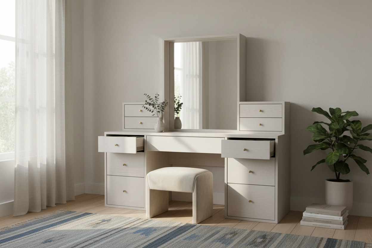 Dressing Table Mirror With Drawer: The Clutter Solution