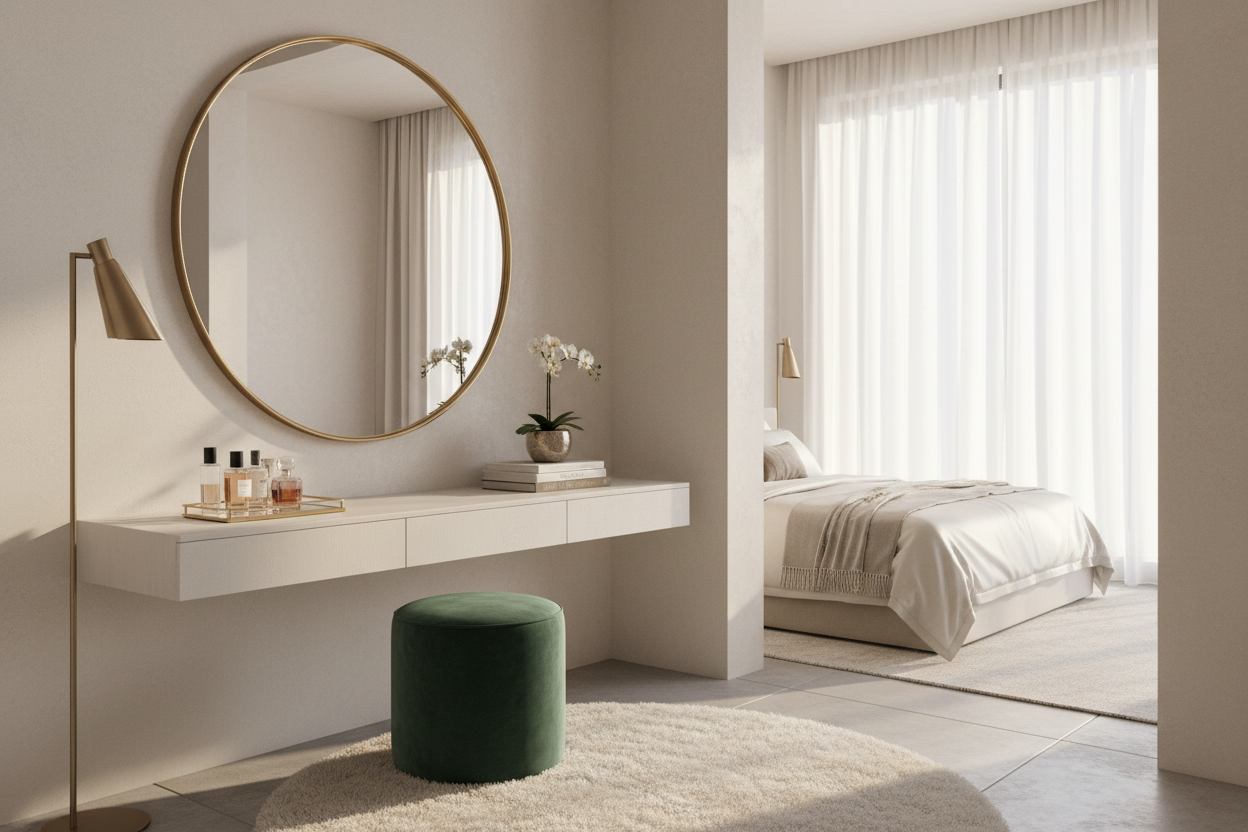 Styling a Vanity Desk Mirror for a High-End Bedroom Look