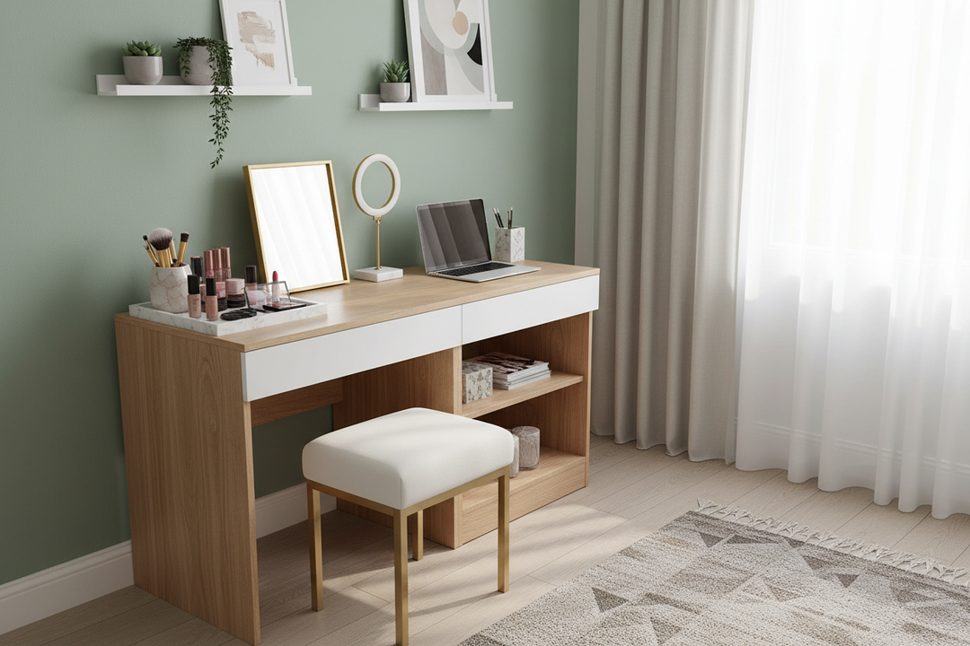 Makeup on Desk: How to Style a Dual-Purpose Vanity