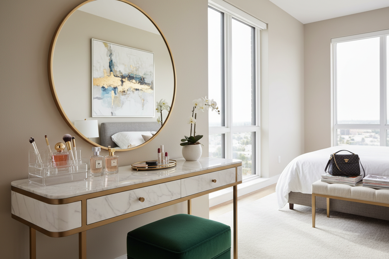 Styling a Cosmetic Table With Mirror for a High-End Look