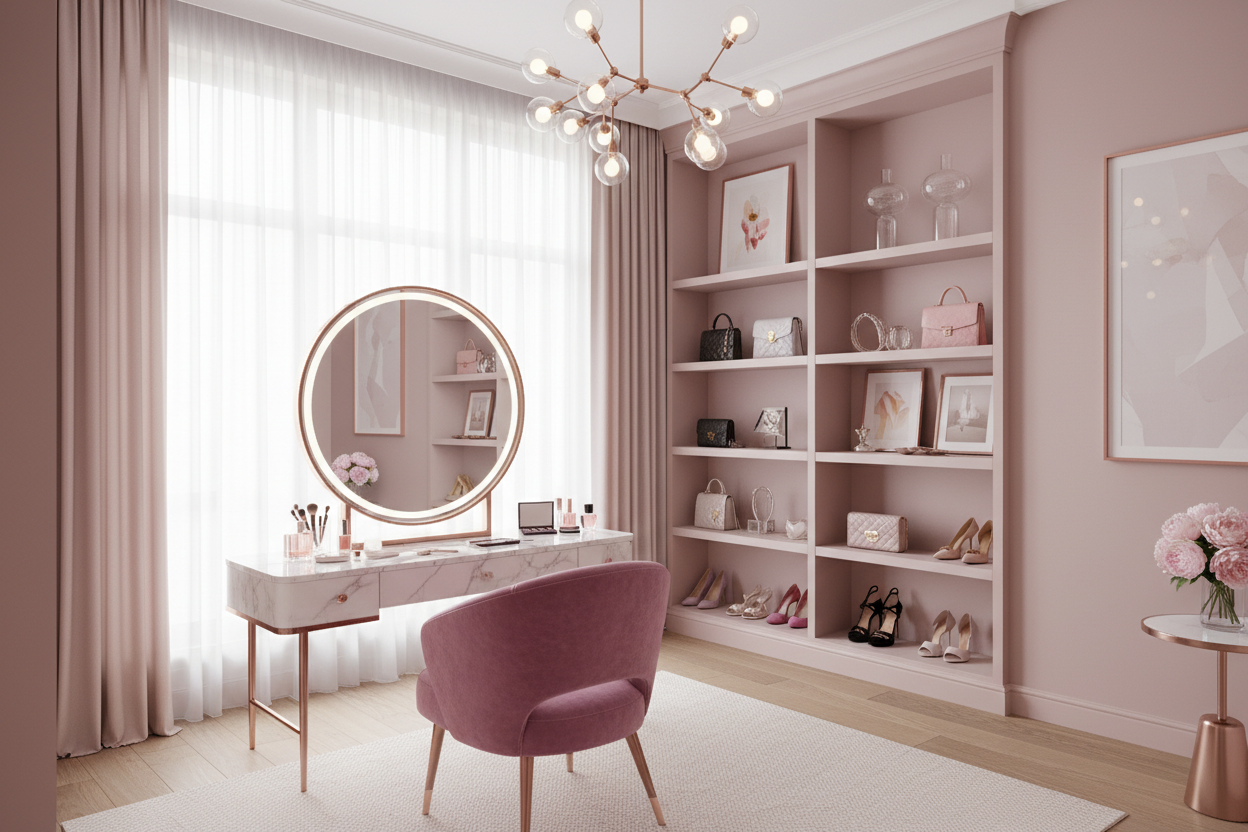 Styling a Luxury Makeup Room Pink Without Looking Childish