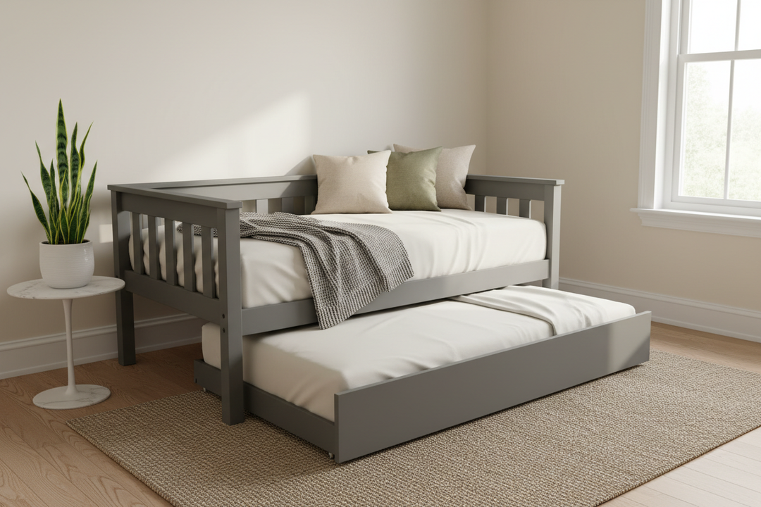 Maximizing Small Spaces: How a Gray Wood Daybed with Trundle Transformed My Spare Room