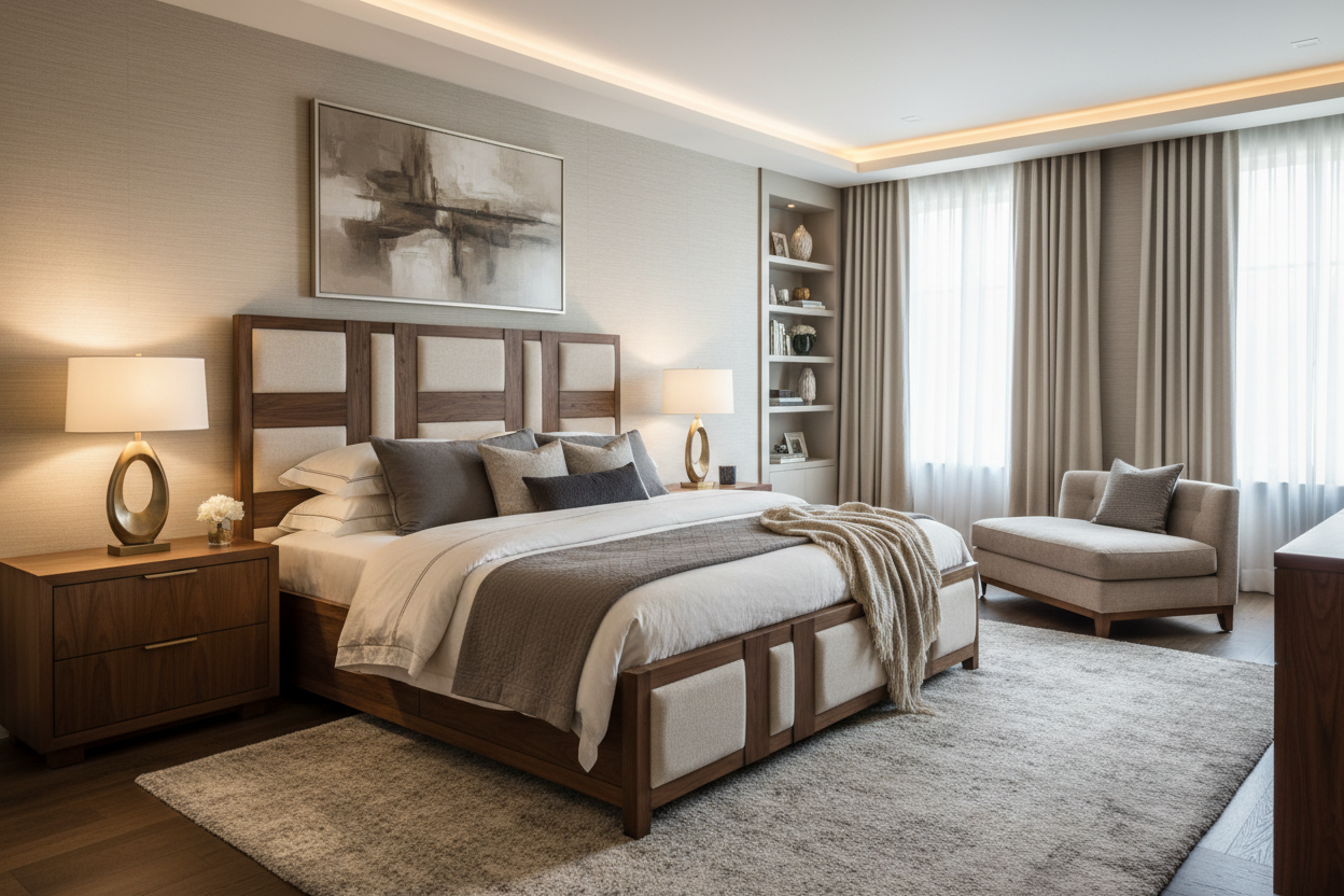 The Best of Both Worlds: Why an Upholstered Wood Panel Bed Belongs in Your Master Suite