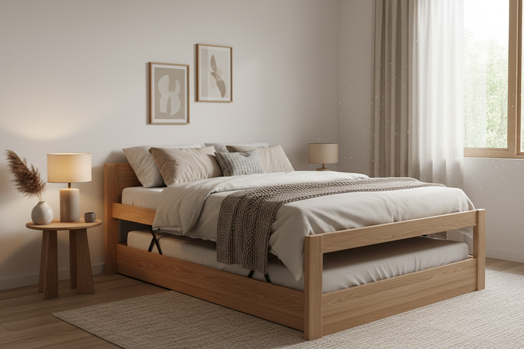 The Hidden King Bed: Why Your Guest Room Needs a Wood Pop-Up Daybed