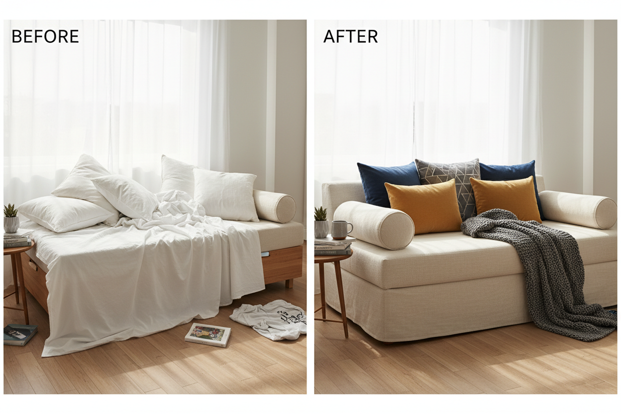 Transform Your Daybed from Messy Mattress to Chic Sofa in Minutes