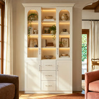Classic Arched Display Cabinet with Drawers and LED Lighting