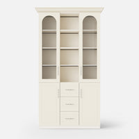Arched Display Cabinet with Mixed Storage and Integrated Lighting