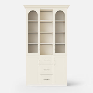 Arched Display Cabinet with Mixed Storage and Integrated Lighting
