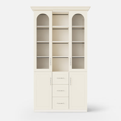 Arched Display Cabinet with Mixed Storage and Integrated Lighting