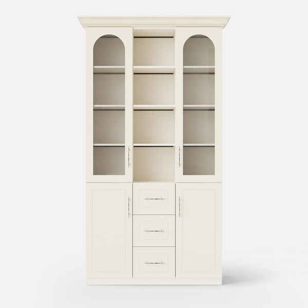 Arched Display Cabinet with Mixed Storage and Integrated Lighting