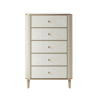 Nacre 5-Drawer Chest with Marble-Style Top