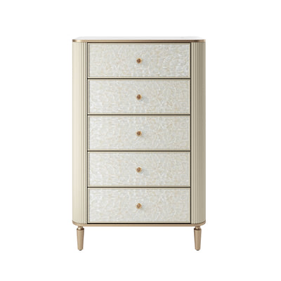 Nacre 5-Drawer Chest with Marble-Style Top